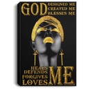 African American Canvas - God Design Created Blesses Heals Defends Forgives Loves Me Black Women Canvas Art