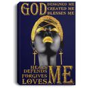 African American Canvas - God Design Created Blesses Heals Defends Forgives Loves Me Black Women Canvas Art