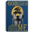 African American Canvas - God Design Created Blesses Heals Defends Forgives Loves Me Black Women Canvas Art
