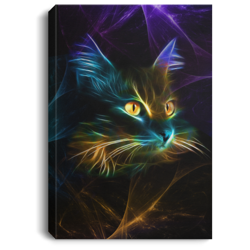 Cat Canvas - Amazing Neon Light Cat Canvas Art Wall Decor Cat- CANPO75 - CustomCat