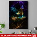 Cat Canvas - Amazing Neon Light Cat Canvas Art Wall Decor Cat- CANPO75 - CustomCat