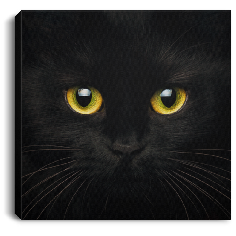 Cat Canvas - Inspirational Black Cat Canvas Art Wall Decor Cat - CANSQ75 - CustomCat