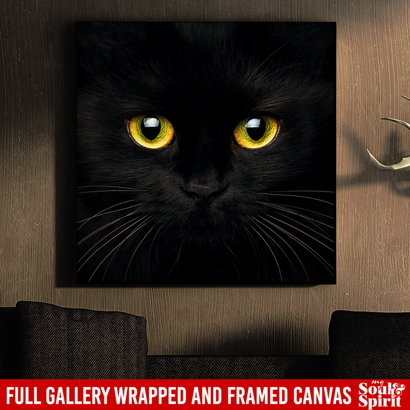 Cat Canvas - Inspirational Black Cat Canvas Art Wall Decor Cat - CANSQ75 - CustomCat