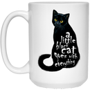 Cat Coffee Mug A Little Black Cat Goes With Everything Kitties Lovers 11oz - 15oz White Mug CustomCat