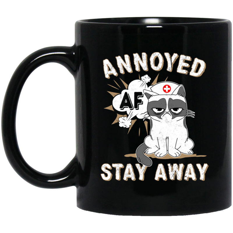 Cat Coffee Mug AF Annoyed Stay Away Kitties Lovers 11oz - 15oz Black Mug CustomCat