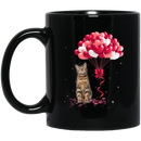 Cat Coffee Mug Bengal Cat Valentine Heart Balloons 11oz - 15oz Black Mug CustomCat