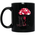 Cat Coffee Mug Black Cat Valentine Heart Balloons 11oz - 15oz Black Mug CustomCat