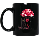 Cat Coffee Mug Black Cat Valentine Heart Balloons 11oz - 15oz Black Mug CustomCat