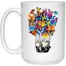Cat Coffee Mug Cat Airship Butterflies 11oz - 15oz White Mug CustomCat