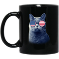Cat Coffee Mug Cat American Flag 4th July Day 11oz - 15oz Black Mug CustomCat