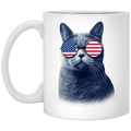 Cat Coffee Mug Cat American Flag 4th July Day 11oz - 15oz White Mug CustomCat