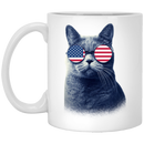 Cat Coffee Mug Cat American Flag 4th July Day 11oz - 15oz White Mug CustomCat