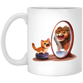 Cat Coffee Mug Cat and Lion! Be Confident! Purr... For Cat Lovers 11oz - 15oz White Mug CustomCat