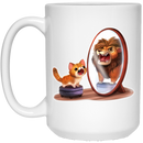 Cat Coffee Mug Cat and Lion! Be Confident! Purr... For Cat Lovers 11oz - 15oz White Mug CustomCat