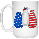 Cat Coffee Mug Cat Flag American 4th July Day 11oz - 15oz White Mug CustomCat