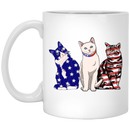 Cat Coffee Mug Cat Flag American 4th July Day 11oz - 15oz White Mug CustomCat