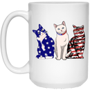 Cat Coffee Mug Cat Flag American 4th July Day 11oz - 15oz White Mug CustomCat
