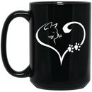 Cat Coffee Mug Cat Heart Lovers Kitten 11oz - 15oz Black Mug CustomCat