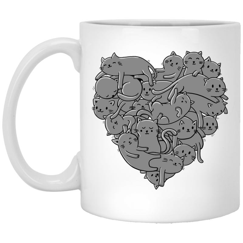 Cat Coffee Mug Cat Heart Lovers Kitten 11oz - 15oz White Mug CustomCat