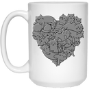 Cat Coffee Mug Cat Heart Lovers Kitten 11oz - 15oz White Mug CustomCat