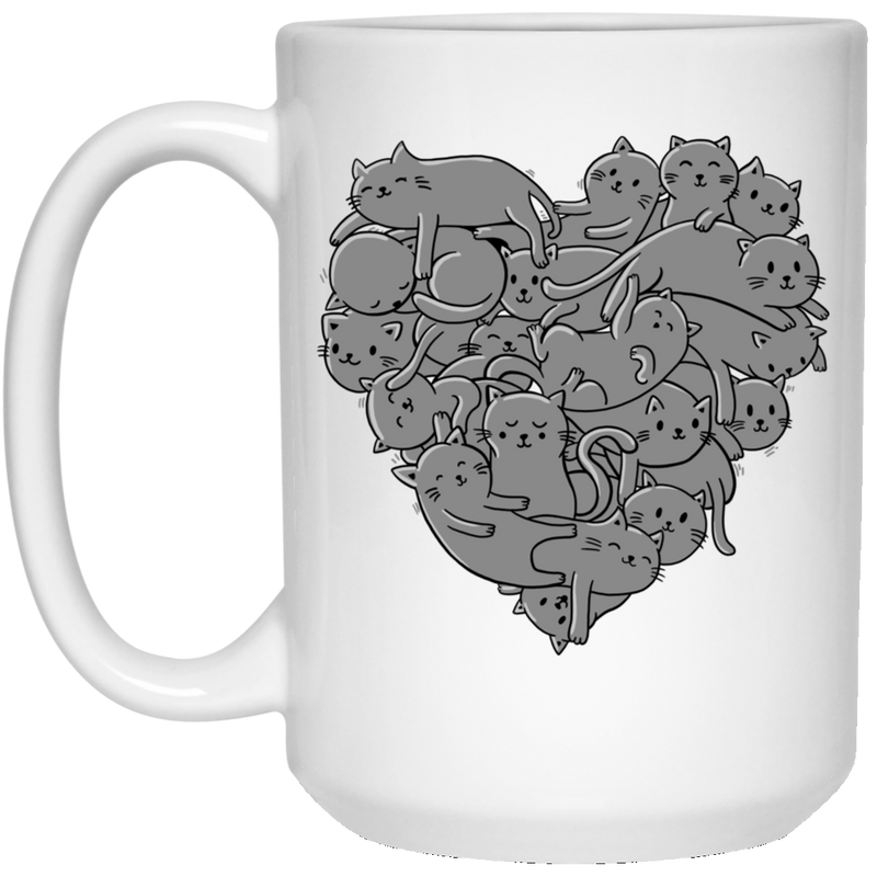 Cat Coffee Mug Cat Heart Lovers Kitten 11oz - 15oz White Mug CustomCat