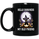 Cat Coffee Mug Cat Hello Darkness My Old Friend Kitten Wearing Hat Halloween For Cat Lovers 11oz - 15oz Black Mug CustomCat