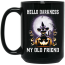 Cat Coffee Mug Cat Hello Darkness My Old Friend Kitten Wearing Hat Halloween For Cat Lovers 11oz - 15oz Black Mug CustomCat