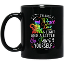 Cat Coffee Mug Cat I'm Mostly Peace And Light And A Little Go Yourself For Kitten Lovers 11oz - 15oz Black Mug CustomCat