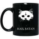 Cat Coffee Mug Cat Kitten Face Hail Satan For Cat Lovers 11oz - 15oz Black Mug CustomCat