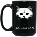 Cat Coffee Mug Cat Kitten Face Hail Satan For Cat Lovers 11oz - 15oz Black Mug CustomCat
