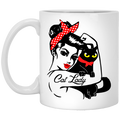 Cat Coffee Mug Cat Lady Hippie Ribbon 11oz - 15oz White Mug CustomCat