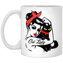 Cat Coffee Mug Cat Lady Hippie Ribbon 11oz - 15oz White Mug CustomCat