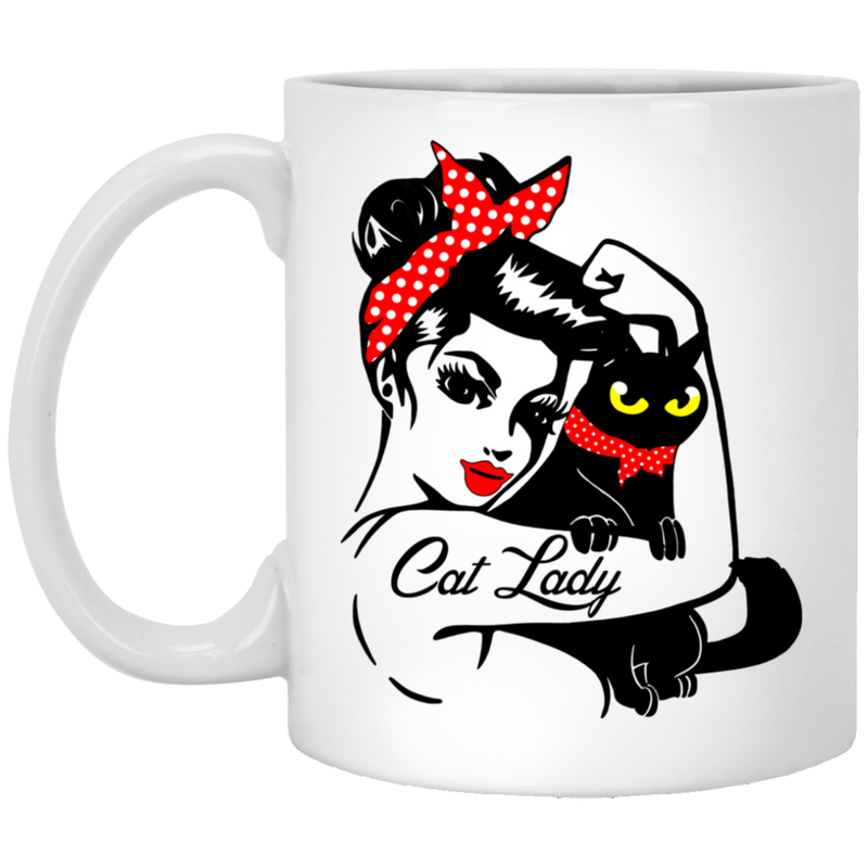 Cat Coffee Mug Cat Lady Hippie Ribbon 11oz - 15oz White Mug CustomCat