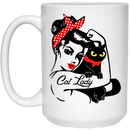 Cat Coffee Mug Cat Lady Hippie Ribbon 11oz - 15oz White Mug CustomCat