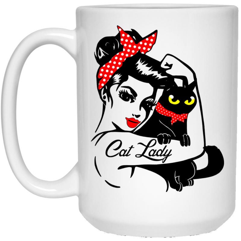 Cat Coffee Mug Cat Lady Hippie Ribbon 11oz - 15oz White Mug CustomCat