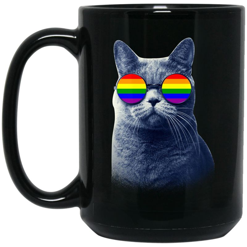 Cat Coffee Mug Cat LGBT 11oz - 15oz Black Mug CustomCat