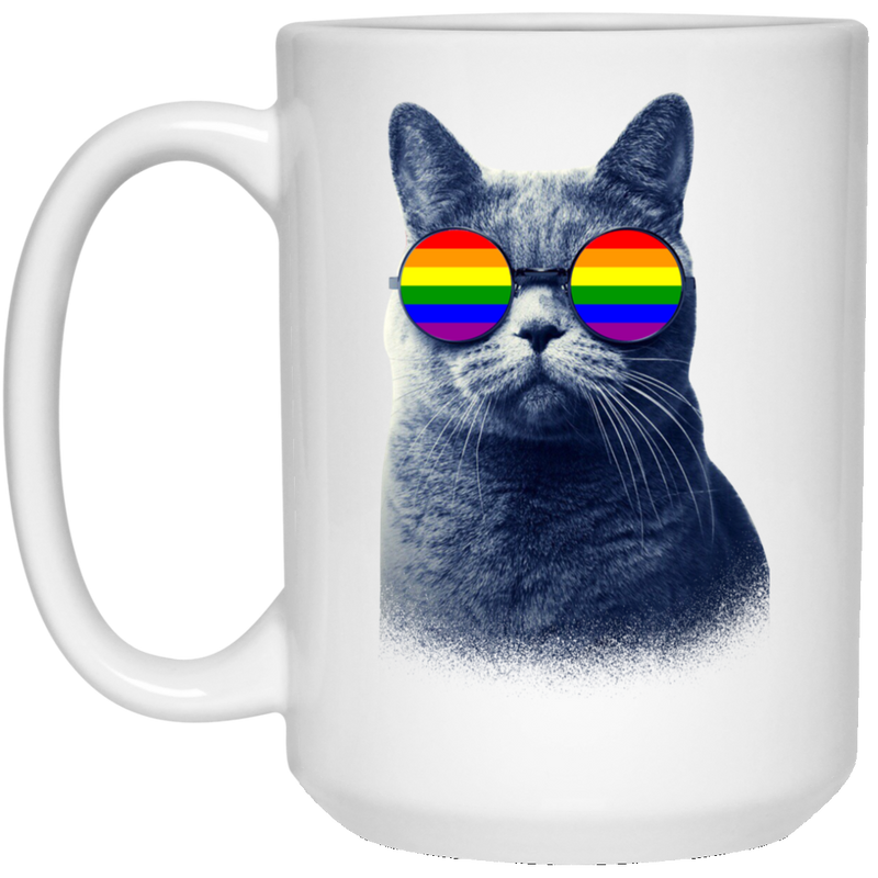 Cat Coffee Mug Cat LGBT 11oz - 15oz White Mug CustomCat