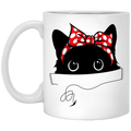 Cat Coffee Mug Cat Lovers Hippie Kitten Ribbon 11oz - 15oz White Mug CustomCat