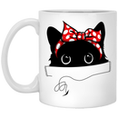 Cat Coffee Mug Cat Lovers Hippie Kitten Ribbon 11oz - 15oz White Mug CustomCat