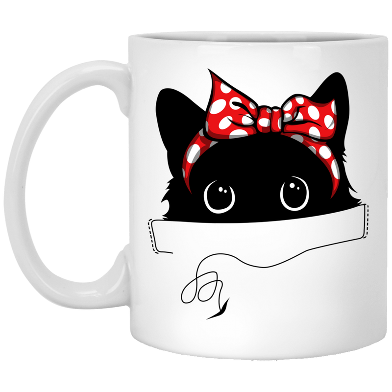Cat Coffee Mug Cat Lovers Hippie Kitten Ribbon 11oz - 15oz White Mug CustomCat