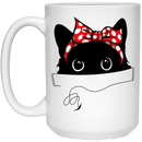 Cat Coffee Mug Cat Lovers Hippie Kitten Ribbon 11oz - 15oz White Mug CustomCat