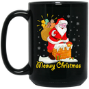 Cat Coffee Mug Cat Meowy Christmas Santa Claus With Cats Ugly Sweater Cute Xmas Party 11oz - 15oz Black Mug CustomCat