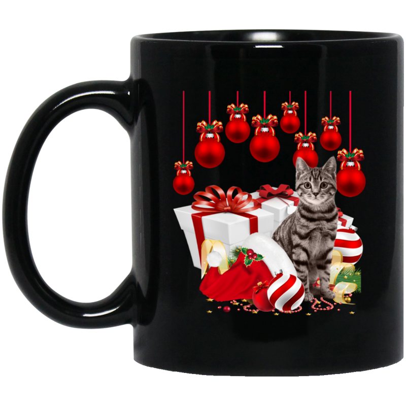 Cat Coffee Mug Cat Merry Christmas 11oz - 15oz Black Mug CustomCat