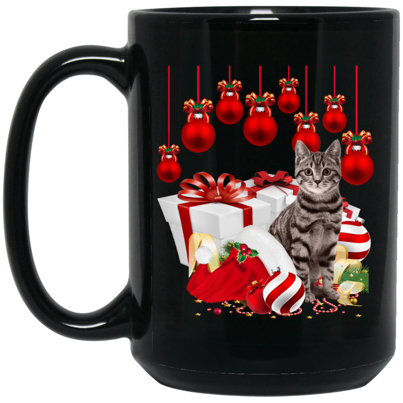 Cat Coffee Mug Cat Merry Christmas 11oz - 15oz Black Mug CustomCat