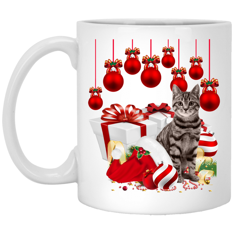 Cat Coffee Mug Cat Merry Christmas 11oz - 15oz White Mug CustomCat