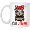 Cat Coffee Mug Cat Mom Hippie Ribbon 11oz - 15oz White Mug CustomCat