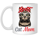 Cat Coffee Mug Cat Mom Hippie Ribbon 11oz - 15oz White Mug CustomCat