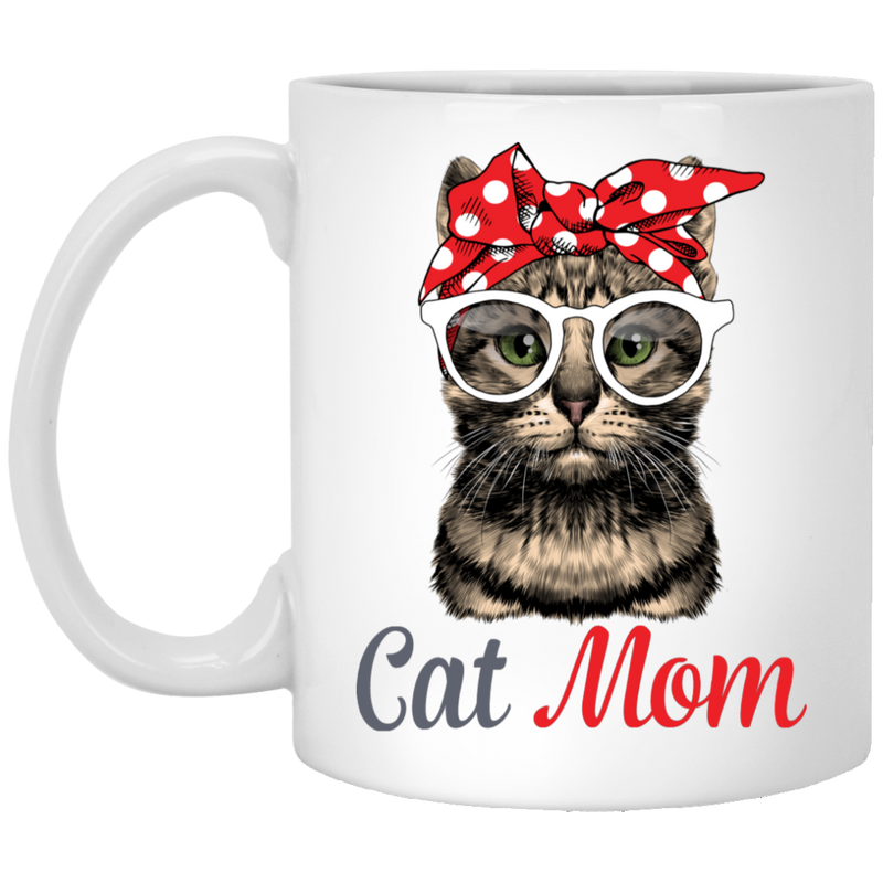 Cat Coffee Mug Cat Mom Hippie Ribbon 11oz - 15oz White Mug CustomCat