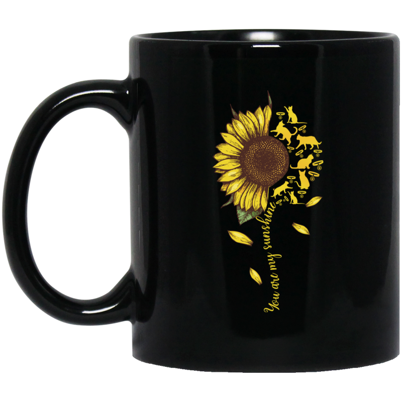 Cat Coffee Mug Cat Sunflower 11oz - 15oz Black Mug CustomCat