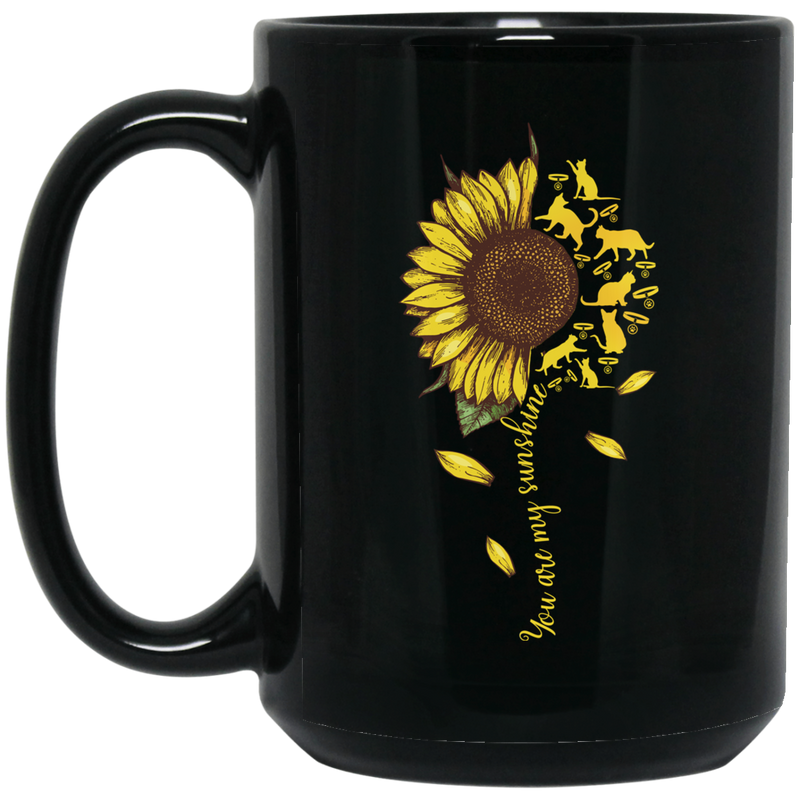 Cat Coffee Mug Cat Sunflower 11oz - 15oz Black Mug CustomCat